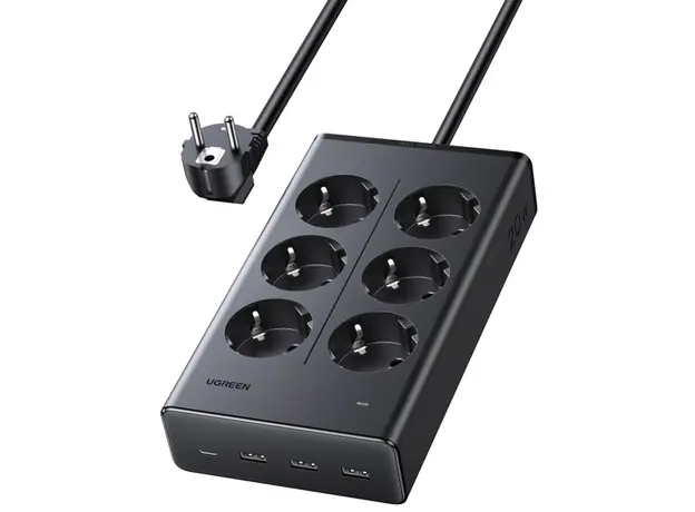 UGREEN S622 Power Strip (75141), 6 Socket, USB, Type-C, 1.5m, Black, 3 image