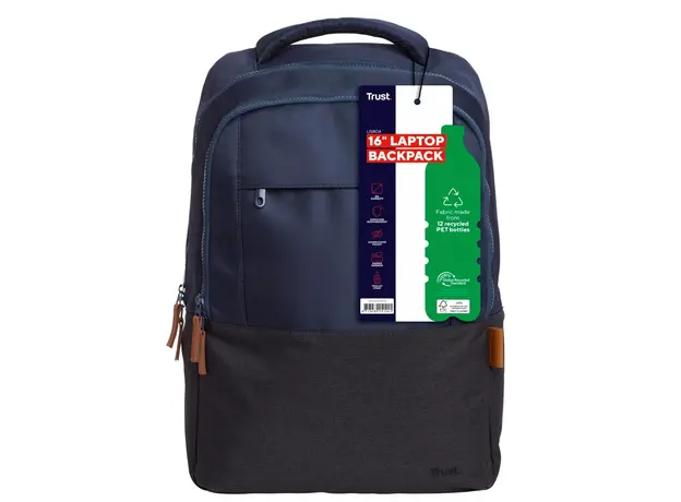 ნოუთბუქის ჩანთა Trust LISBOA 16" BACKPACK- Deep Blue/ Grey 23L, 2 image