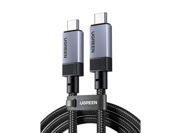 USB კაბელი UGREEN L705 (65175), 240W, Type-C to Type-C Cable, 1m, Grey, 2 image