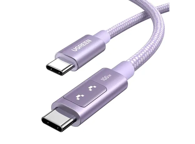 USB კაბელი UGREEN Uno L509 (65092), 100W, Type-C to Type-C Fast Charging Cable, 1M, Purple