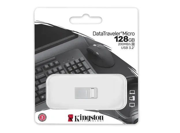 USB ფლეშ მეხსიერება Kingston 128GB USB 3.2 Gen1 DT Micro R200MB/s Metal, 4 image