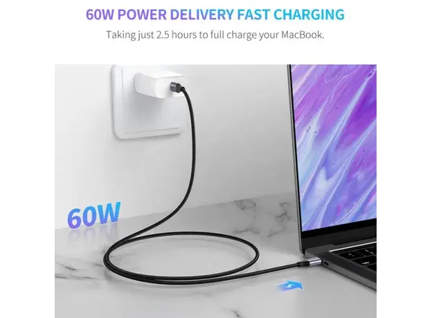 კაბელი Ugreen USB 2.0 C M/M Round Cable 2m Gray Black/50152, 6 image