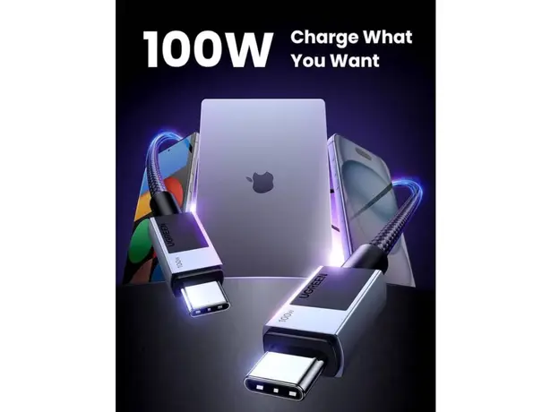 კაბელი Ugreen USB-C to USB-C PD  Charging  Space Gray 2m/45064, 3 image