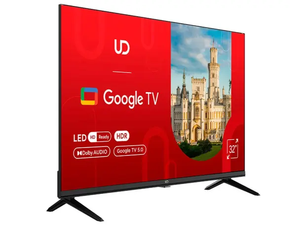 ტელევიზორი UDTV UD 32GHC5210  Google TV 16:9 1366x768  178*/178* 250cd/m2 BT5.0 DVB-T/T2/C/S/S2, Cl+ HDMIx2 USB2.0 2x8W VESA 200x200, 2 image