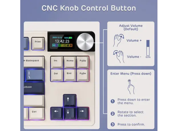 კლავიატურა Royal Kludge RK S85 RGB Mechanical Keyboard, Cloud switch, Hot Swappable, Wireless, Type-C, Bluetooth, 2.4GHz, Horizon Blue, 5 image