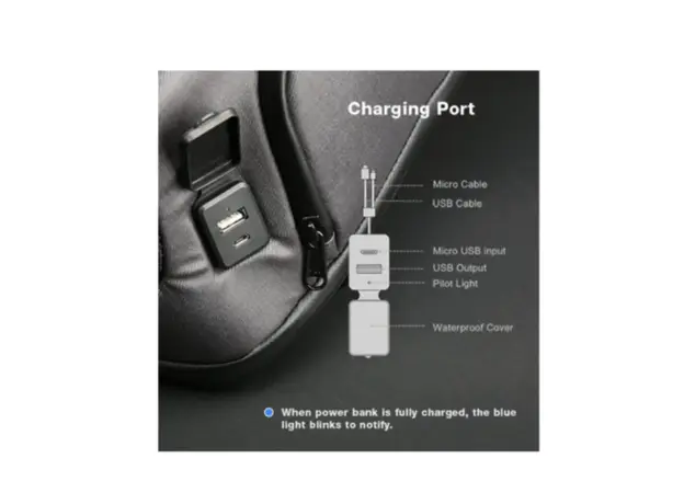 ზურგჩანთა Kingsons Solar Charge Laptop Backpack With USB Charger 15.6" Black - K9386W, 5 image