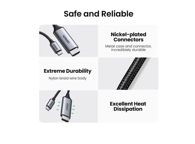 კაბელი Ugreen USB-C to HDMI Male to Male  1.5m Gray Black/50570, 3 image