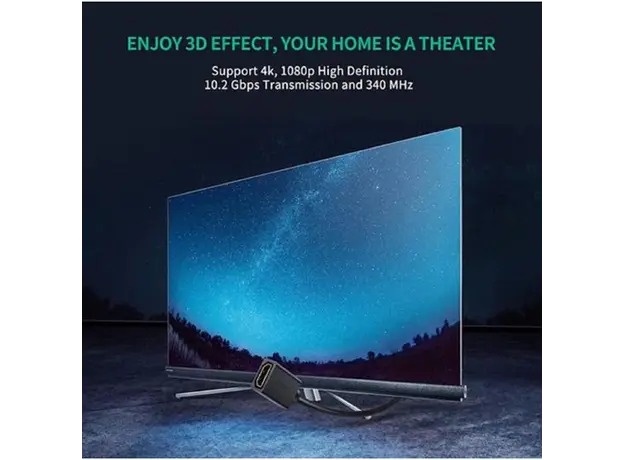 HDMI კაბელი UGREEN HD107 (10145), HDMI Male to Female Cable, 3m, Black, 3 image