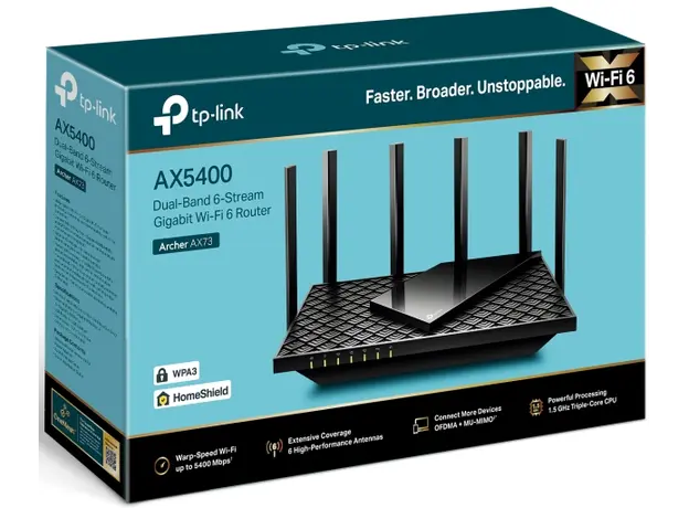 Wi-Fi როუტერი TP-Link Archer AX73 AX5400 Dual-Band Gigabit Wi-Fi 6 Router, 4 image