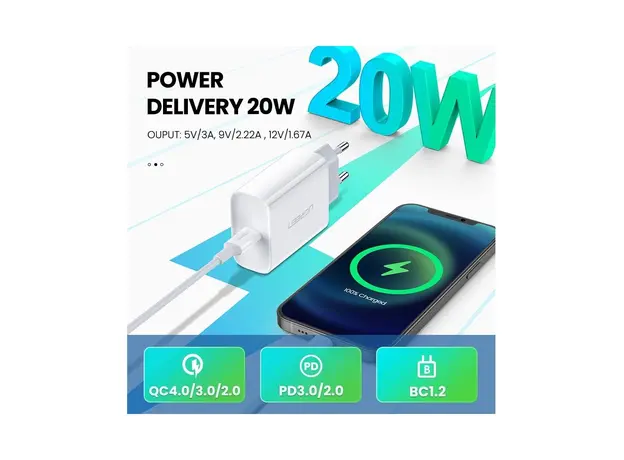 ადაპტერი UGREEN (60450) CD137 Fast Charging Port 20W, 8 image