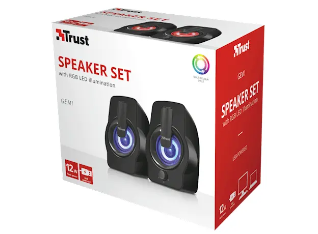 დინამიკი TRUST Gemi RGB 2.0 Speaker Set - black, 2 image