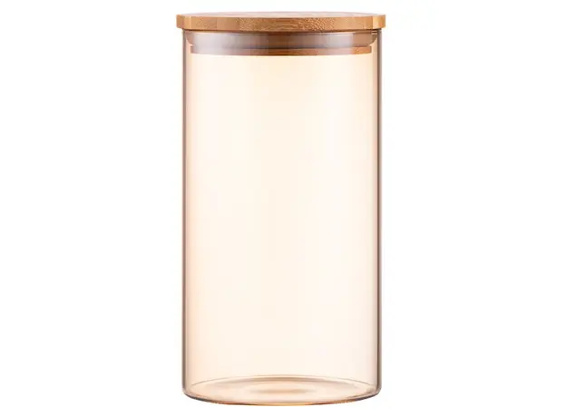 ქილის კონტეინერი Ardesto Jar Golden Moon, 760ml, glass, bamboo, round, golden
