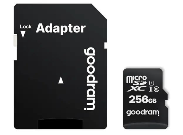 მეხსიერების ბარათი GOODRAM 256GB MICRO CARD cl 10 UHS I + adapter