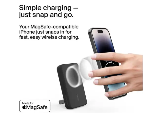 პორტატული დამტენი Belkin Power Bank 5000mAh, MagSafe Wireless, black, 3 image