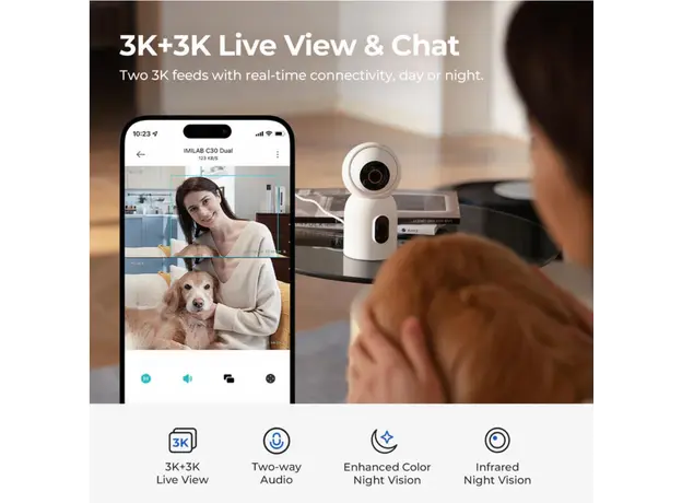 კამერა Xiaomi imilab C30 Dual Home Security Camera CMSXJ111A, 5 image