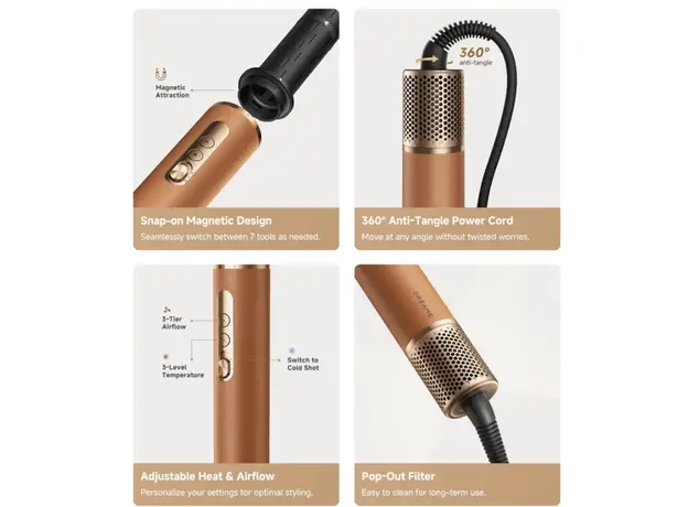 თმის სტაილერი Dreame AirStyle Pro Gold Titanium (AMF18A), 3 image