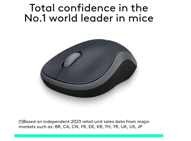 მაუსი Logitech Mouse M185 SWIFT GREY Wireless USB, 3 image