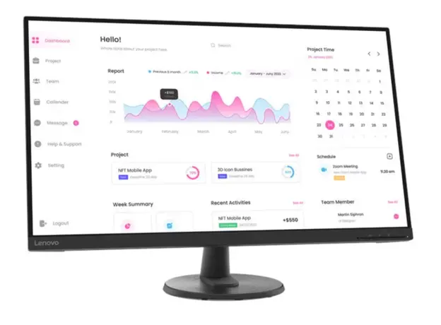 მონიტორი Lenovo D32-40 31.5" FHD (1920x1080) VA, 4 ms, 75Hz, 250 nits, 1x HDMI 1.4, 1x DP 1.2, 3Y, 2 image