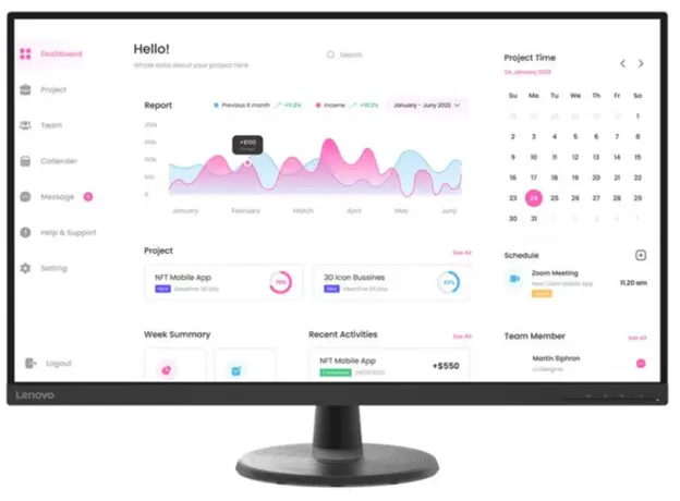 მონიტორი Lenovo D32-40 31.5" FHD (1920x1080) VA, 4 ms, 75Hz, 250 nits, 1x HDMI 1.4, 1x DP 1.2, 3Y