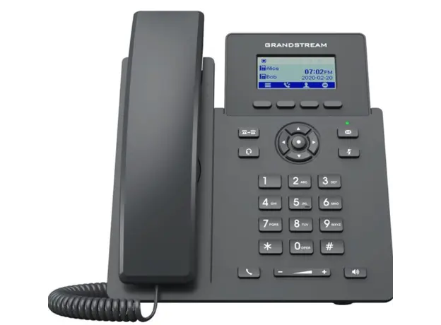 სტაციონარული ტელეფონი Grandstream GRP2601W, Essential P Phone, 2 SIP accounts, 2 lines, 2x Ethernet 10/100 no PoE, Wi-Fi, 132x48 (2.41") LCD, 5V/0.6A PSU
