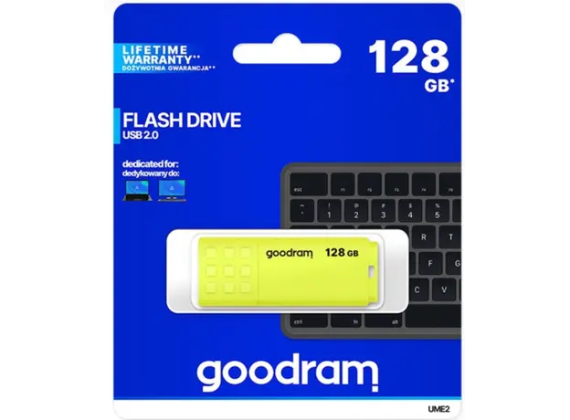 USB ფლეშ მეხსიერება Flash Goodram 128GB UME2 YELLOW USB 2.0, 2 image