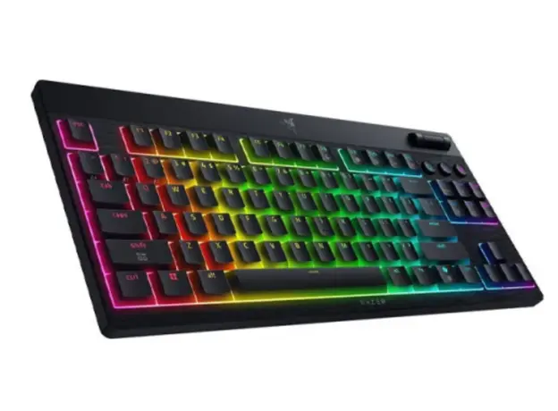 კლავიატურა Razer Keyboard mechanical BlackWidow V4 Low-profile TKL HyperSpeed, 87key, Green Switch, USB-A/WL/BT, EN, RGB, black, 3 image