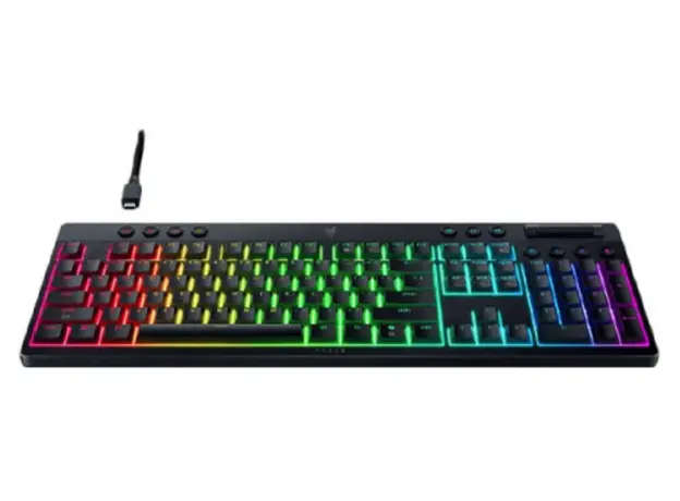 კლავიატურა Razer Keyboard mechanical BlackWidow V4 Low-profile HyperSpeed, 104key, Green Switch, USB-A/WL/BT, EN, RGB, black, 2 image