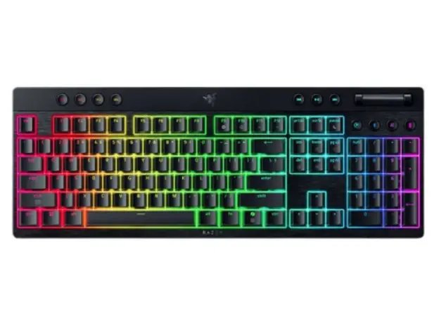 კლავიატურა Razer Keyboard mechanical BlackWidow V4 Low-profile HyperSpeed, 104key, Green Switch, USB-A/WL/BT, EN, RGB, black