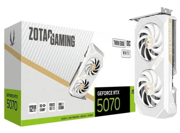ვიდეო დაფა ZOTAC Graphic Adapter GeForce RTX 5070 12GB GDDR7 Twin Edge OC White Edition