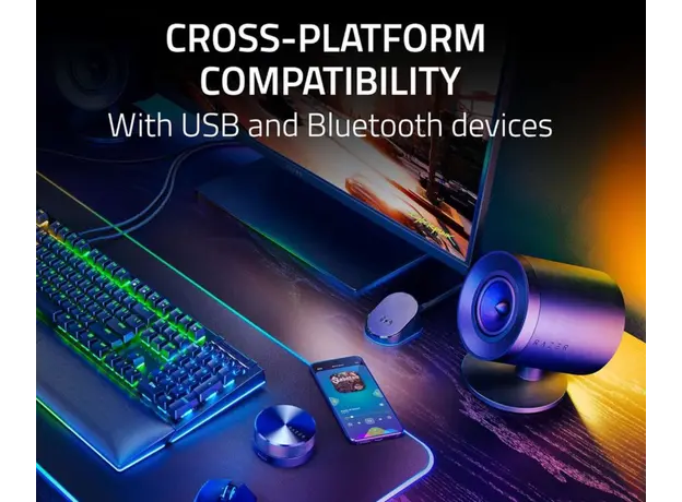 დინამიკი Razer Multimedia speaker Nommo V2 Pro 2.1, USB-A, RGB, black, 7 image