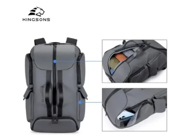 ზურგჩანთა Kingsons Laptop Backpack 15.6" Dark Grey - K10106W-9, 5 image
