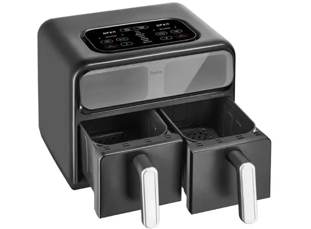 აეროგრილი Amica 2400W, bowl 2*4.0L, touch control, 8 auto. programs, plastic, black, 3 image