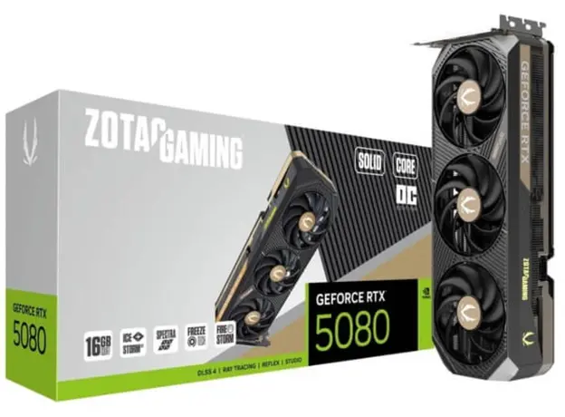 ვიდეო დაფა ZOTAC Graphic Adapter GeForce RTX 5080 16GB GDDR7 SOLID Core OC