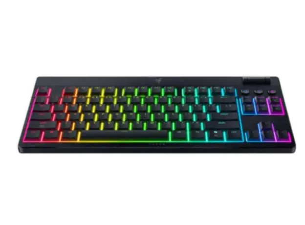 კლავიატურა Razer Keyboard mechanical BlackWidow V4 Low-profile TKL HyperSpeed, 87key, Yellow Switch, USB-A/WL/BT, EN, RGB, black, 2 image