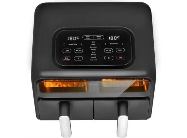 აეროგრილი Amica 2400W, bowl 2*4.0L, touch control, 8 auto. programs, plastic, black, 2 image