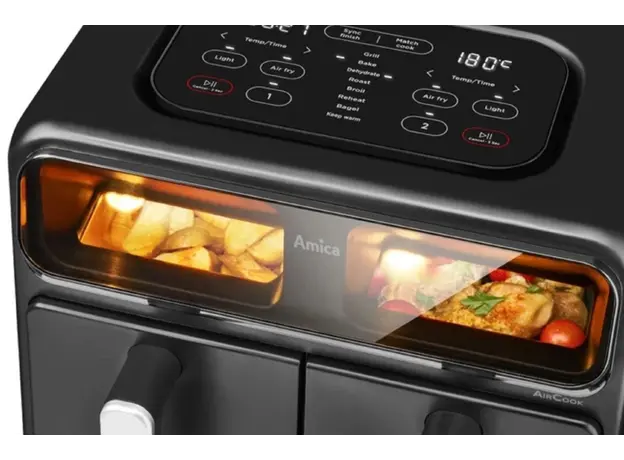 აეროგრილი Amica 2400W, bowl 2*4.0L, touch control, 8 auto. programs, plastic, black, 4 image