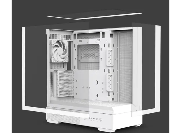 კომპიუტერის ქეისი Zalman PC case P40 Prism without PSU, 2xUSB3.0, 1xUSBType-C, 1x120mm ARGB, VGA 420мм, LCS ready, TG 3x Panels, ATX, white, 3 image