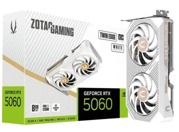 ვიდეო დაფა ZOTAC Graphic Adapter GeForce RTX 5060 8GB GDDR7 Twin Edge OC White Edition white