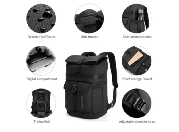 ზურგჩანთა Kingsons Waterproof Business Backpack 15.6" Black - KS3333W, 4 image