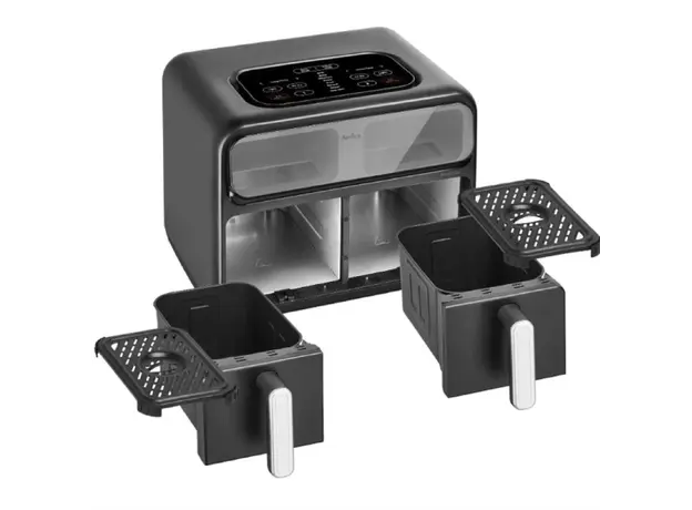 აეროგრილი Amica 2400W, bowl 2*4.0L, touch control, 8 auto. programs, plastic, black, 5 image