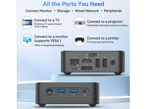 მინი კომპიუტერი Blackview MP50 Ryzne 5 3500U 16/512GB Black W11P KB+Mouse, 3 image