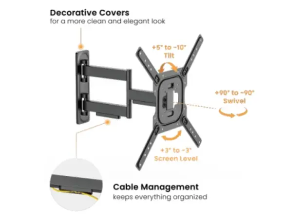 ტელევიზორის საკიდი Vertex VX-TV-WM06 Full-Motion TV Wall Mount 23"-65", 4 image