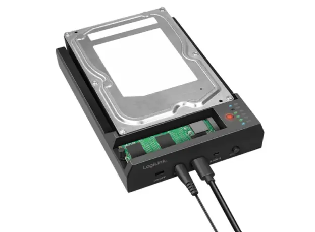 მყარი დისკის დოქ სადგური Logilink QP0031 USB 3.2 Gen 2 Quickport 2-Bay for SATA HDD/SSD and M.2 NVMe SSD, 3 image