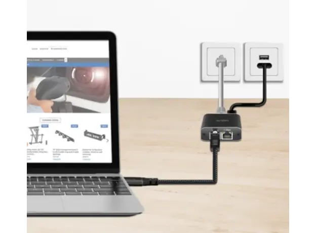 კაბელი Logilink CU0412 USB-C 3.2 to RJ45 (CAT6) Ethernet Cable Adapter 2m, 4 image