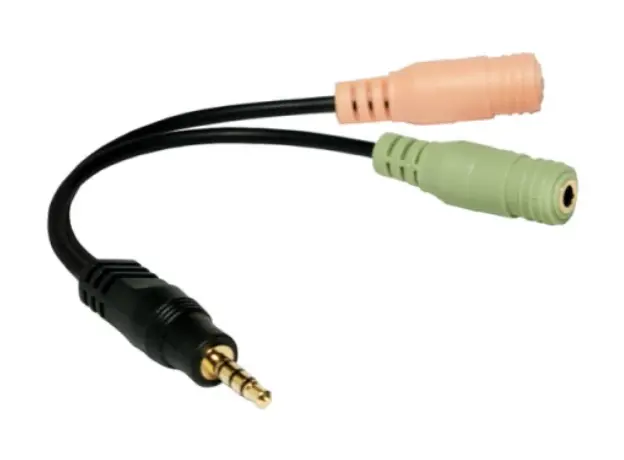 ადაპტერი Logilink CA0021 Audio adapter 3.5 mm 4-pin/M to 2x 3.5 mm 3-pin/F 0.15 m
