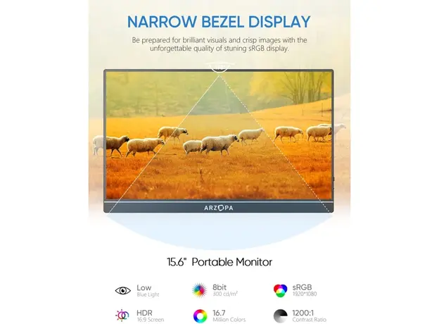 მონიტორი ARZOPA S1 Table 15.6 FHD Mini HD USB Type-C, 3 image