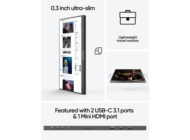 მონიტორი ARZOPA S1 Table 15.6 FHD Mini HD USB Type-C, 2 image