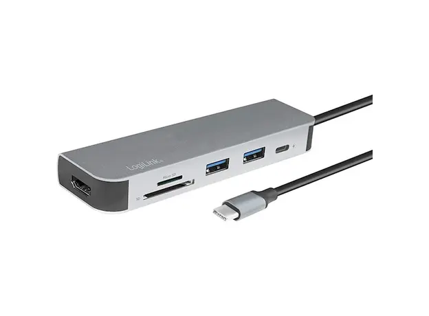 ადაპტერი Logilink UA0343 USB-C™ Multifunc Hub USB 3.2 Gen1x1 HDMI PD Cardreader, 2 image