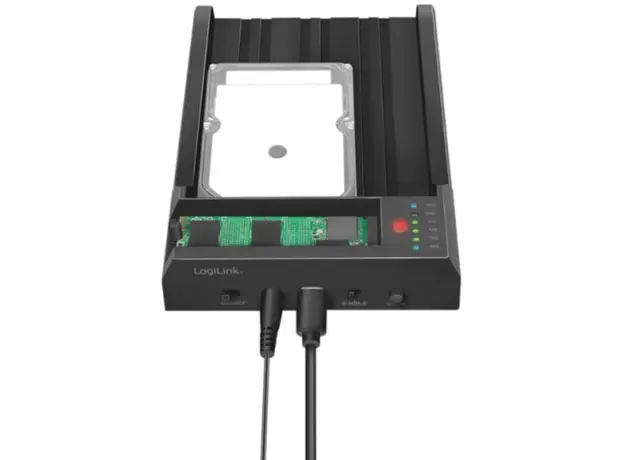 მყარი დისკის დოქ სადგური Logilink QP0031 USB 3.2 Gen 2 Quickport 2-Bay for SATA HDD/SSD and M.2 NVMe SSD