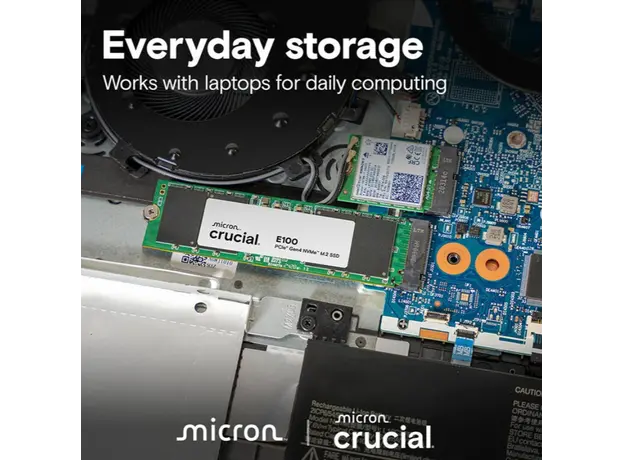 მყარი დისკი CRUCIAL PCIE G4 M.2 NVME 2TB E100 CT2000E100SSD8, 3 image